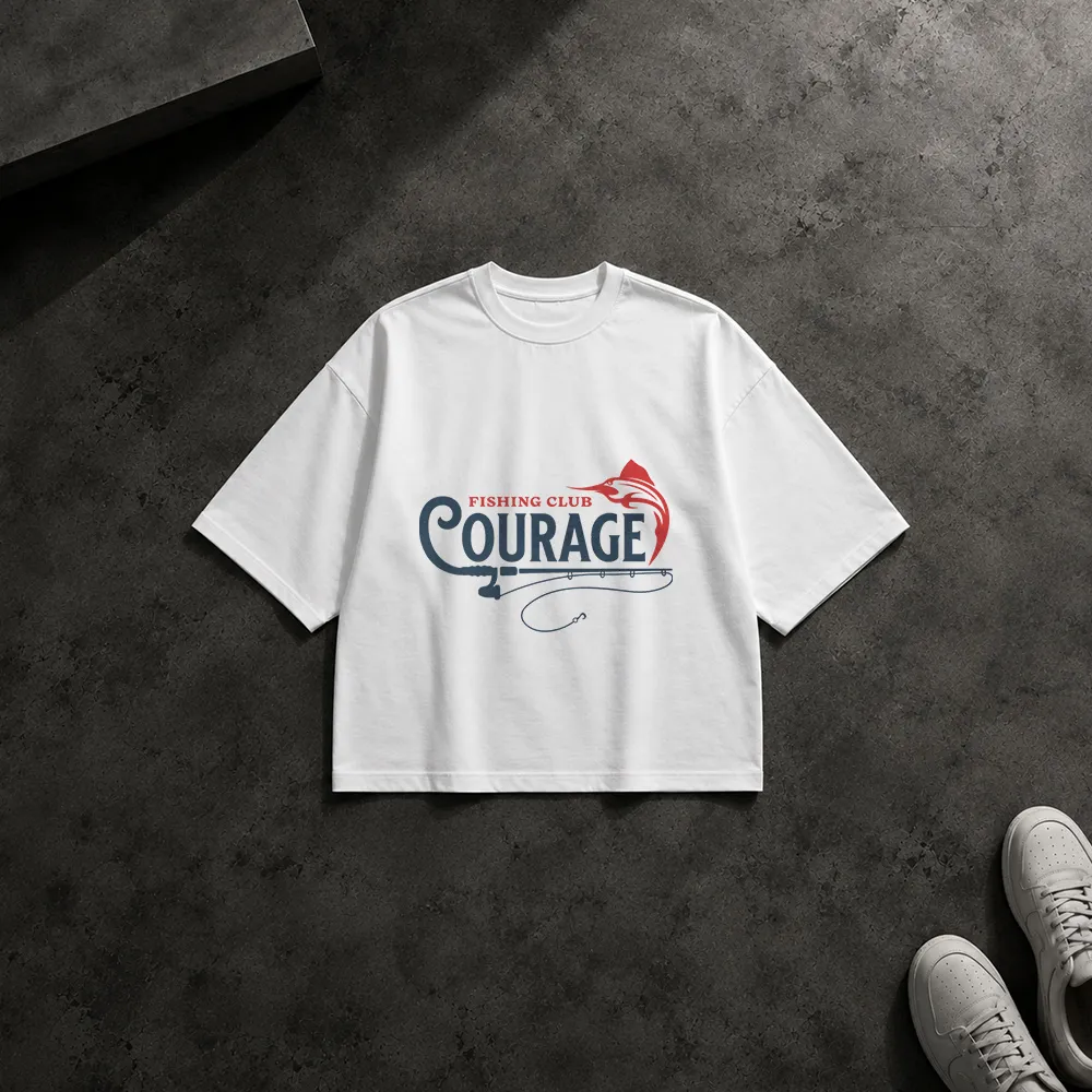 تیشرت باکسی ماهیگیری طرح قلاب Courage Fishing Club کد 12433