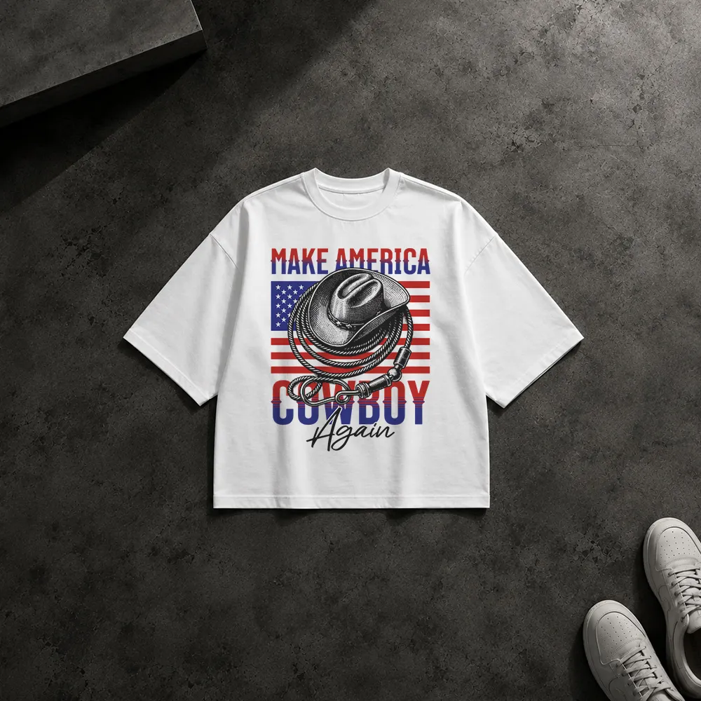 تیشرت باکسی کابوی طرح Make America Cowboy Again