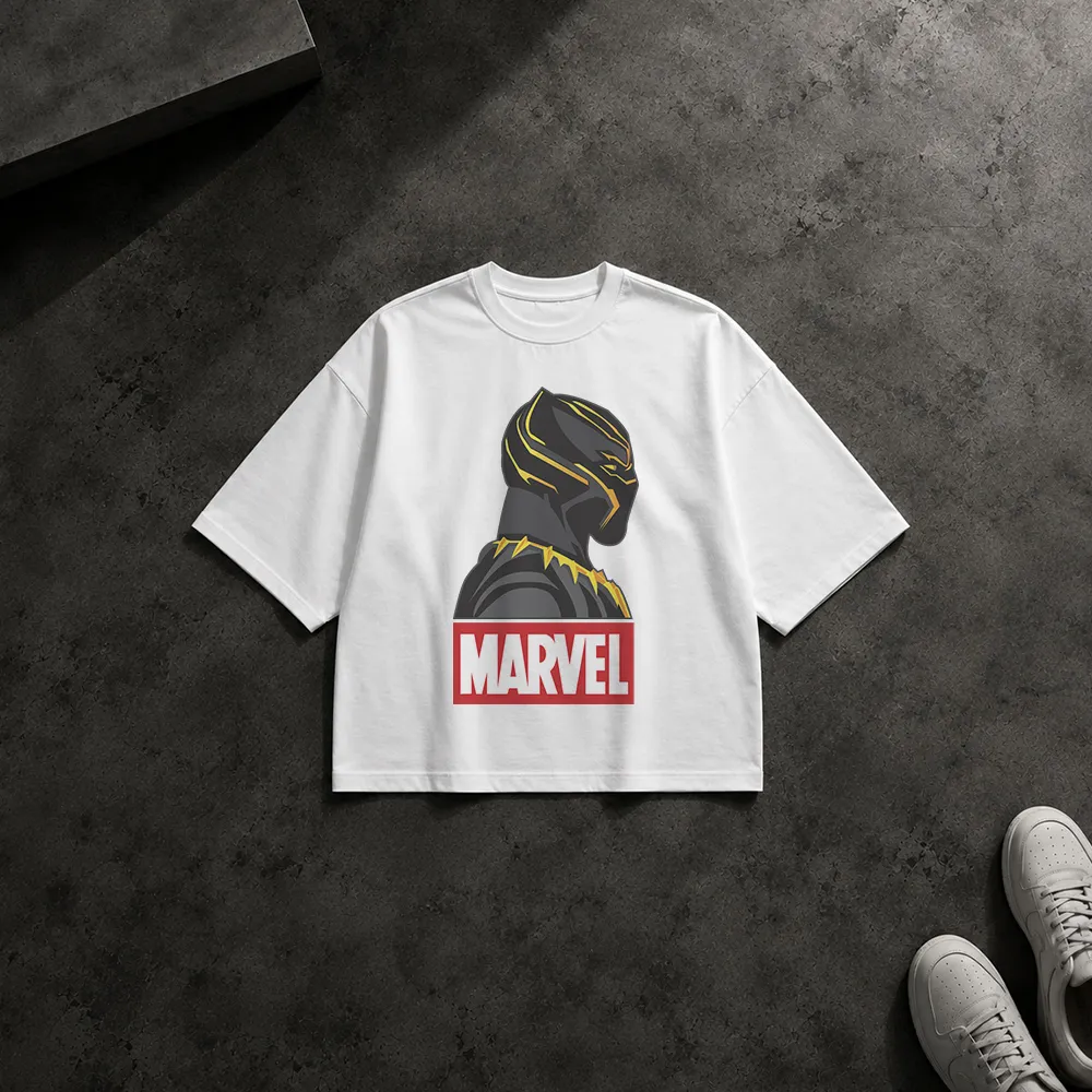 تیشرت باکسی مارول طرح بلک پنتر مینیمال (Black Panther)