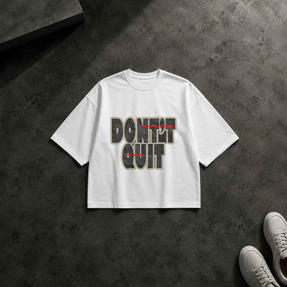 تیشرت باکسی انگیزشی طرح تسلیم نشو (Don’t Quit)