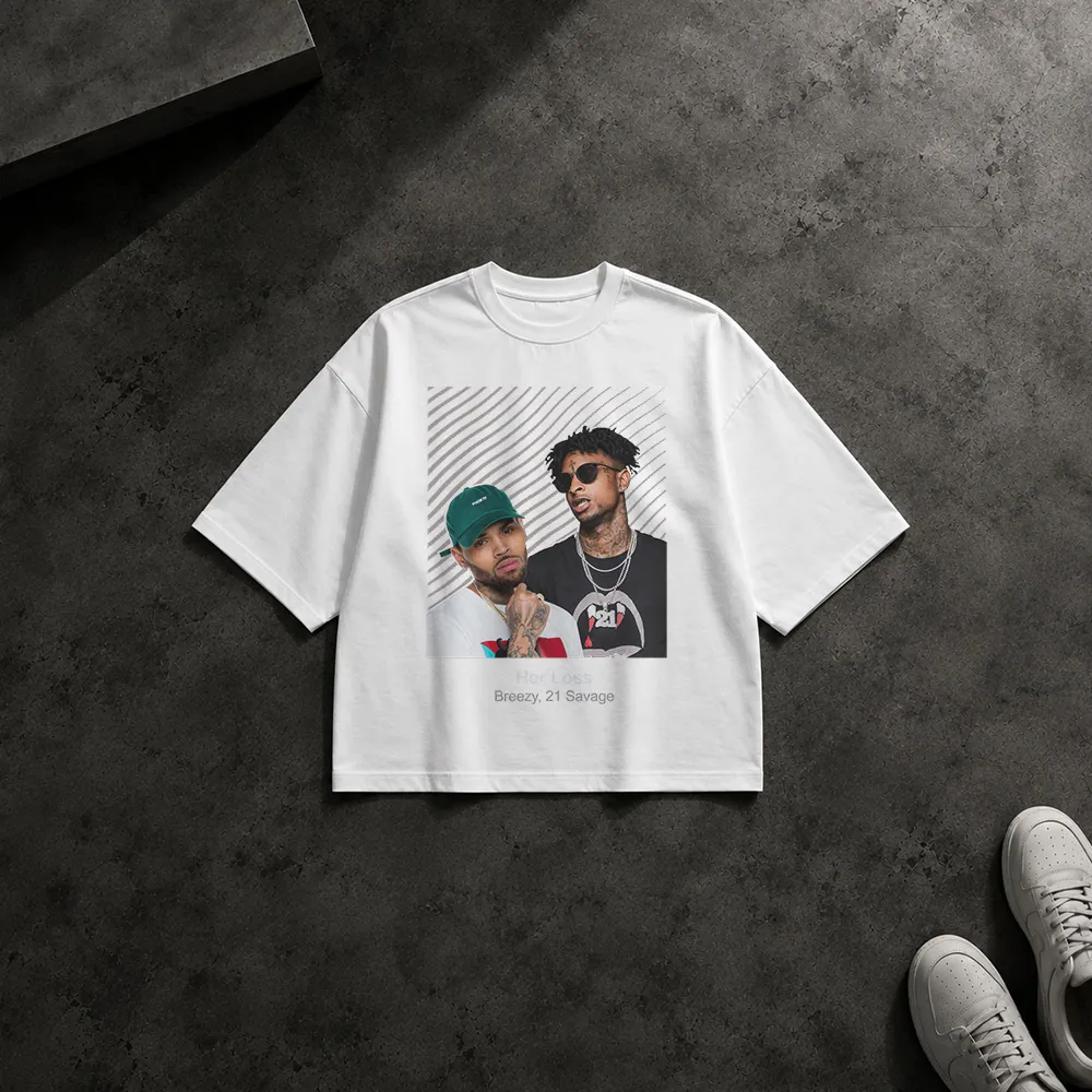 تیشرت باکسی Breezy و 21 Savage طرح Her Loss