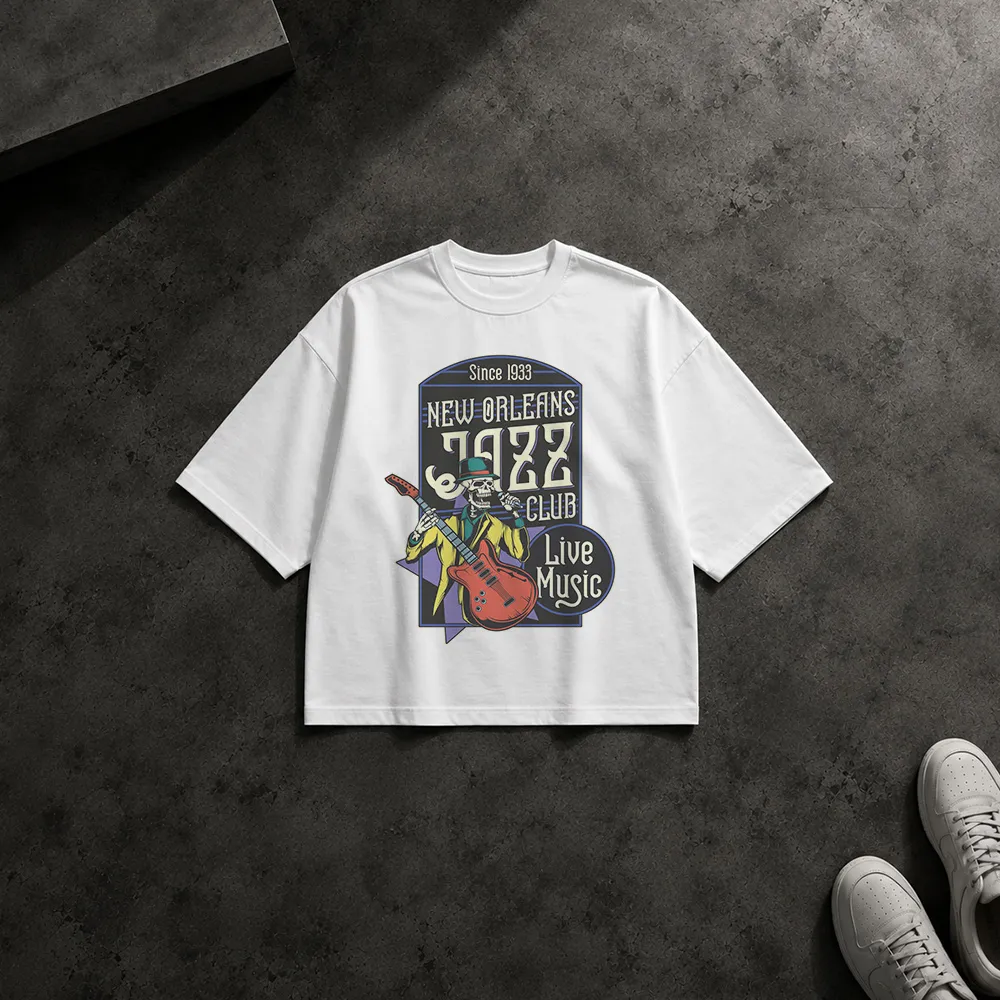 تیشرت باکسی جاز طرح New Orleans Jazz Club