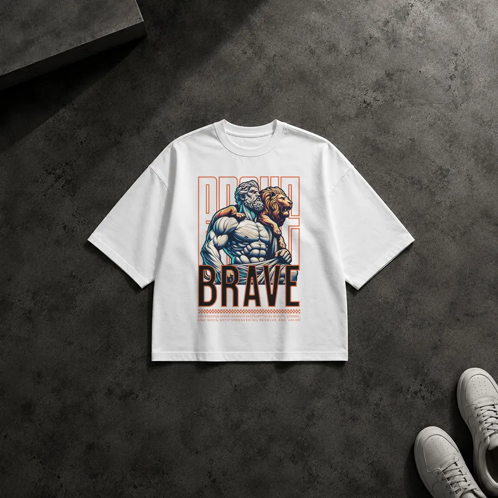 تیشرت باکسی طرح مرد و شیر Brave