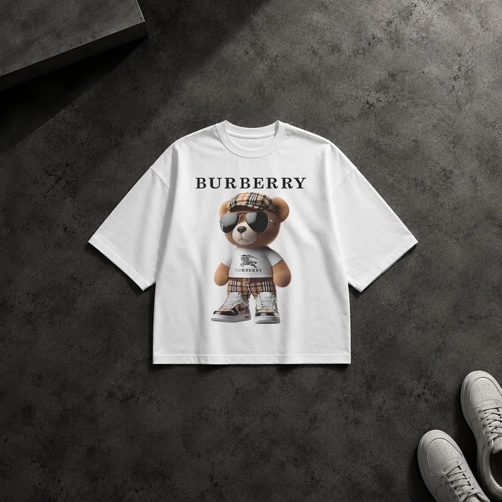 تیشرت باکسی خرس طرح پلاید (Burberry Bear)