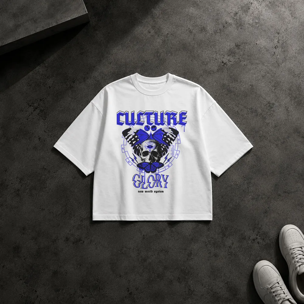 تیشرت باکسی طرح جمجمه و پروانه Culture Glory