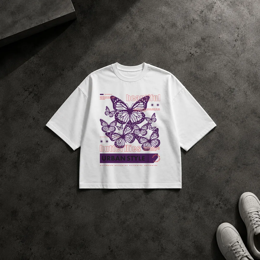 تیشرت باکسی طرح چند پروانه Urban Style