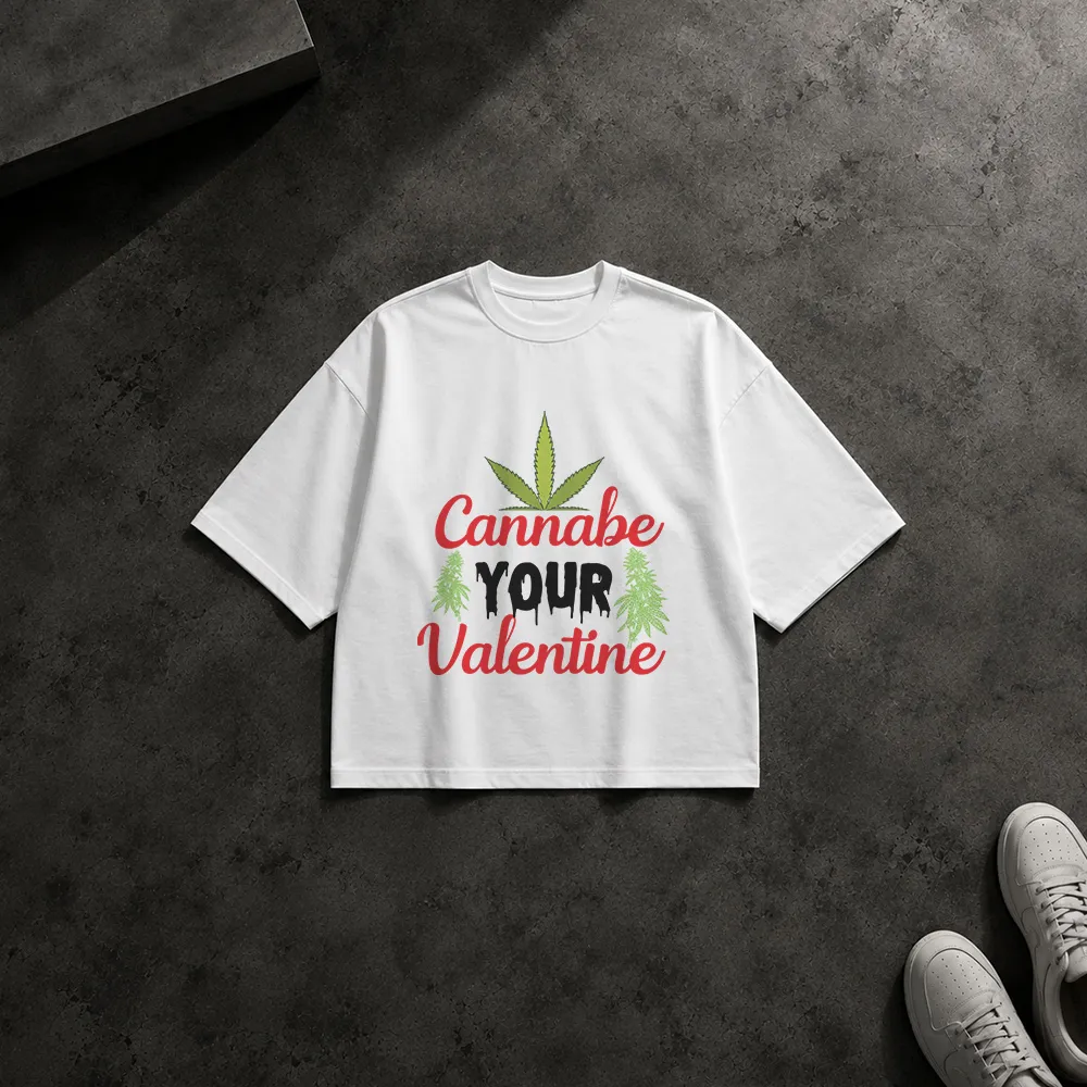 تیشرت باکسی طرح شاهدانه ولنتاین Cannabe Your Valentine
