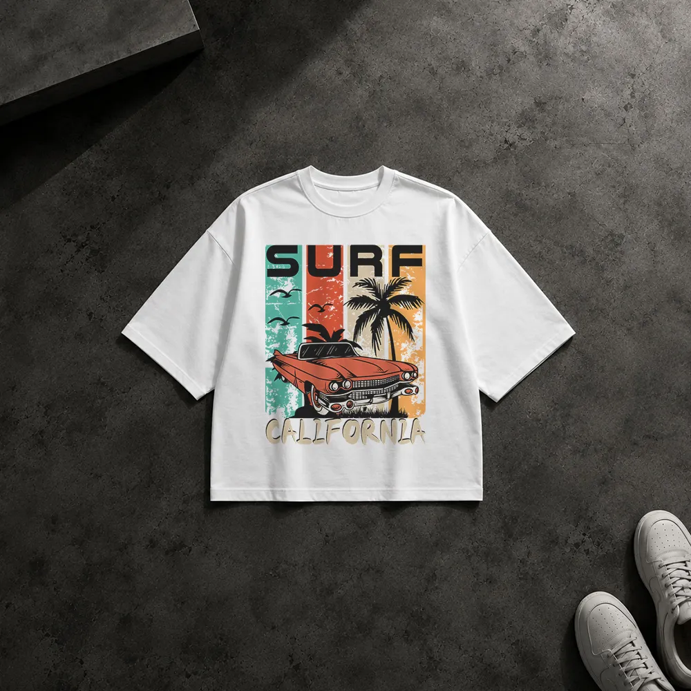 تیشرت باکسی ماشین کلاسیک طرح Surf California