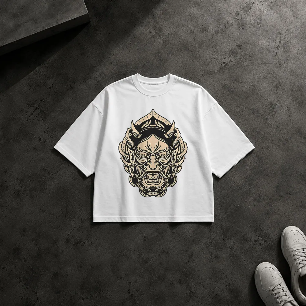 تیشرت باکسی طرح ماسک اهریمنی (Oni Mask)