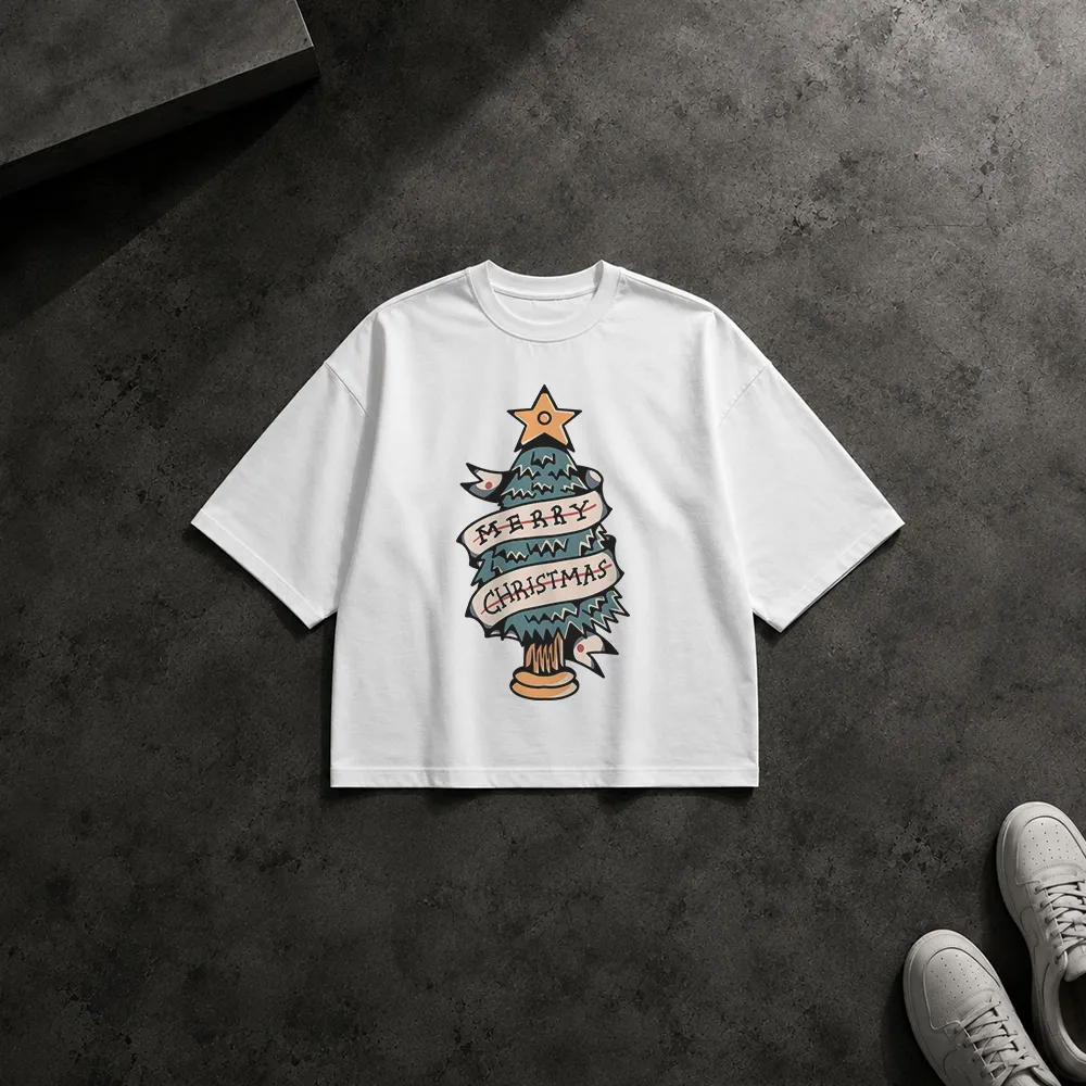 تیشرت باکسی کریسمس طرح درخت کریسمس Merry Christmas