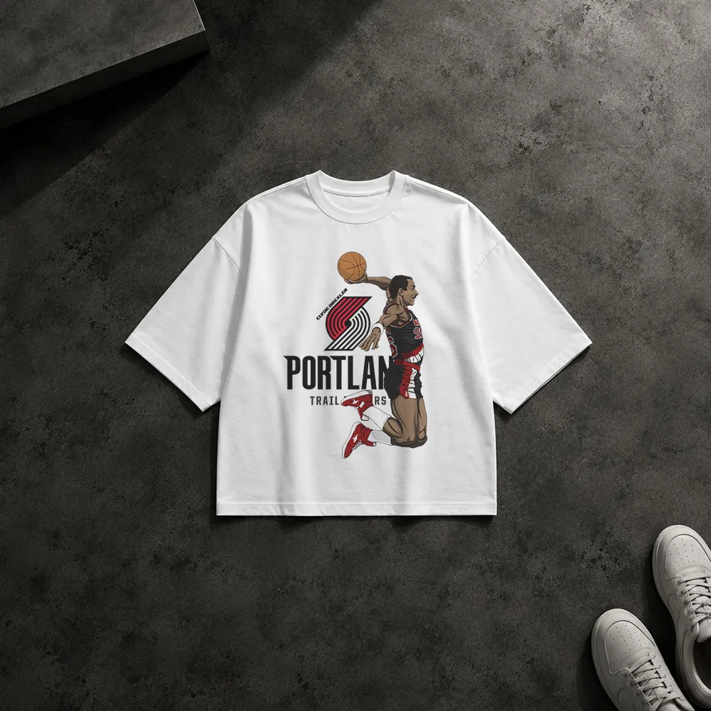 تیشرت باکسی بسکتبال طرح تیم پورتلند (Portland Trail Blazers)