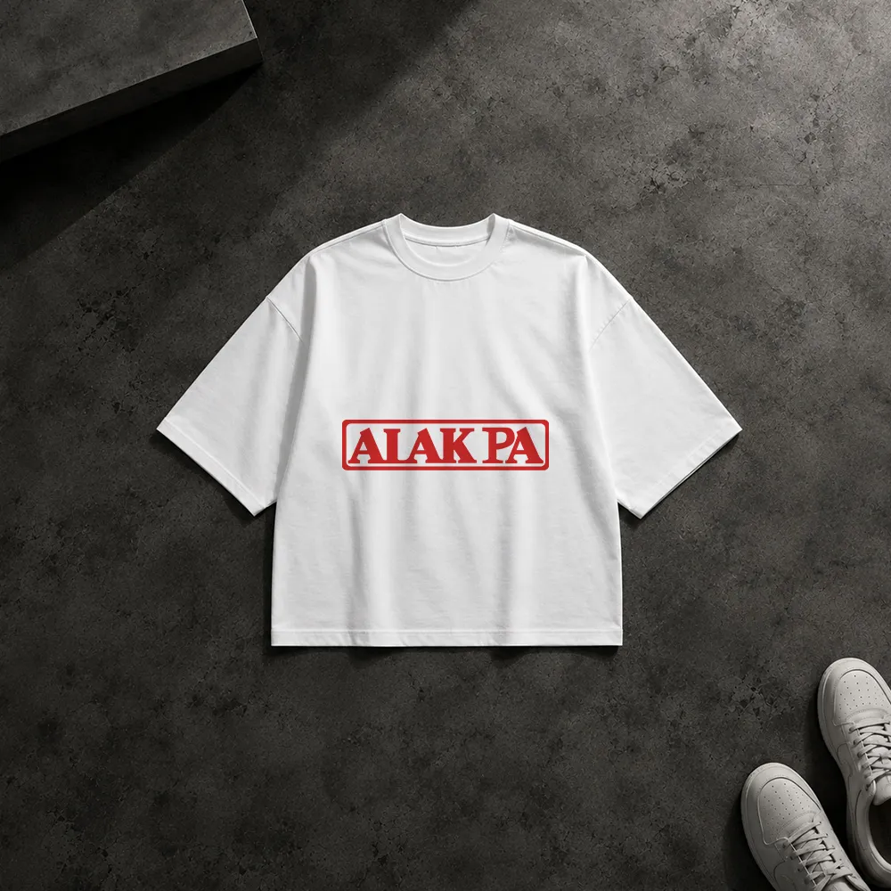 تیشرت باکسی طرح لوگوی قرمز Aiakpa