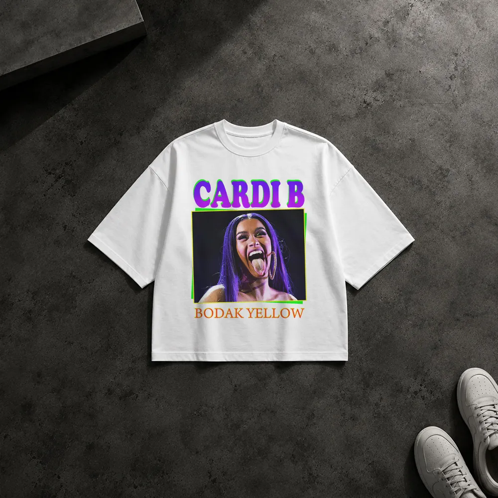 تیشرت باکسی طرح پوستر Cardi B Bodak Yellow