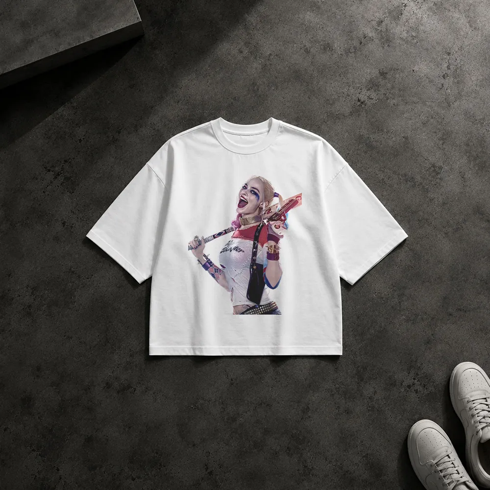 تیشرت باکسی دی‌سی طرح هارلی کویین با چوب بیسبال (Harley Quinn) کد 14639
