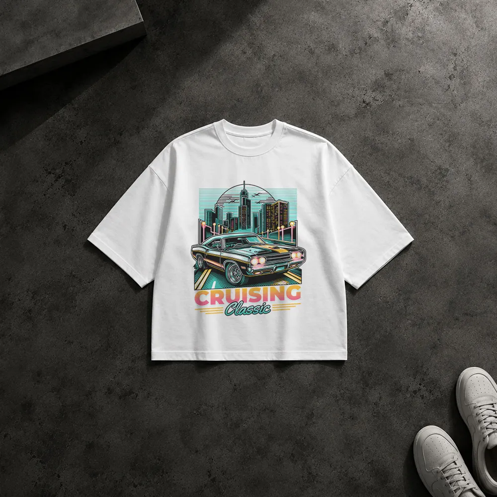 تیشرت باکسی طرح ماشین کلاسیک Cruising Classic