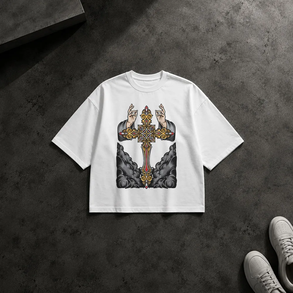 تیشرت باکسی طرح صلیب مذهبی (Cross)