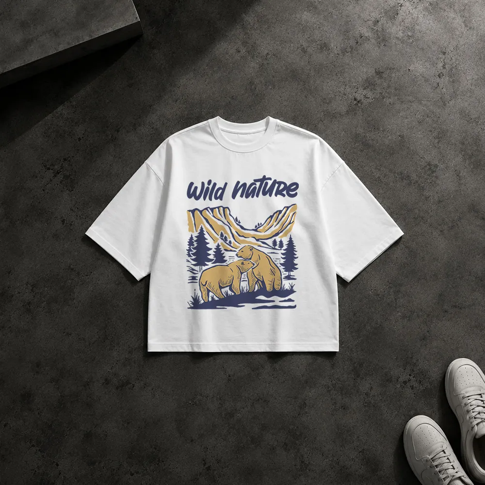 تیشرت باکسی خرس طرح Wild Nature