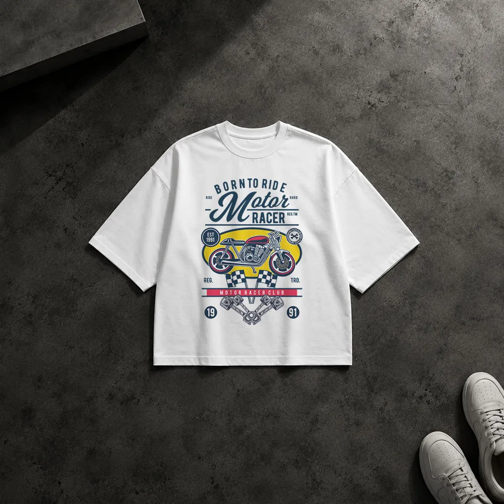تیشرت باکسی موتورسیکلت طرح کافه‌ریسر Born to Ride