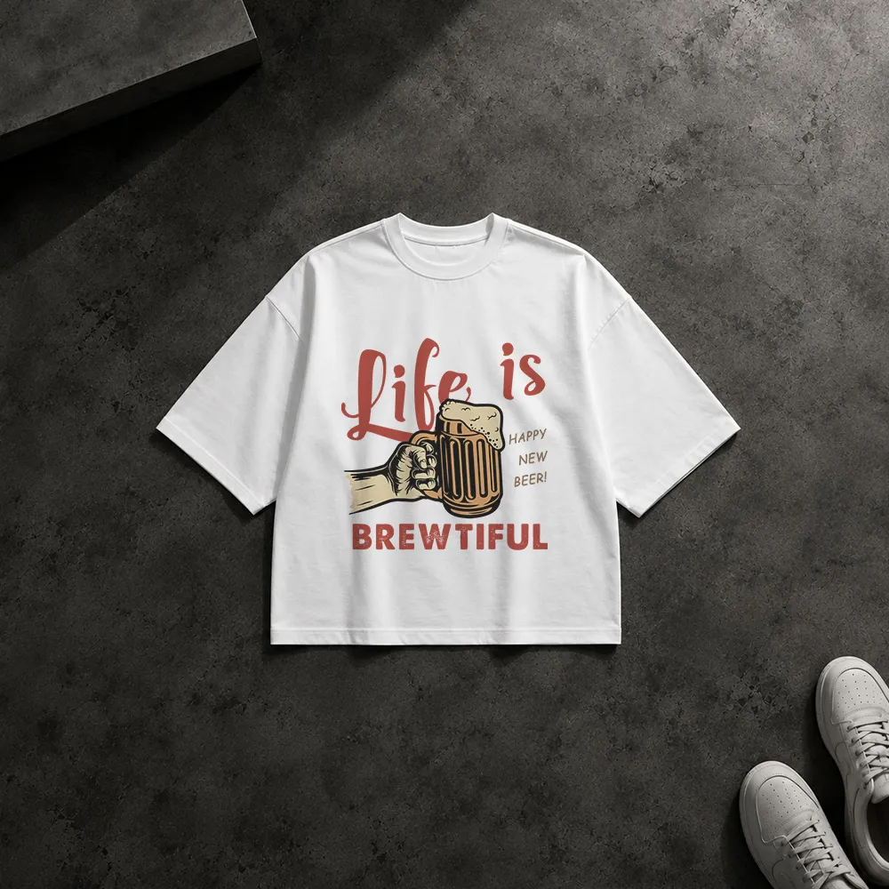 تیشرت باکسی آبجو طرح Life Is Brewtiful