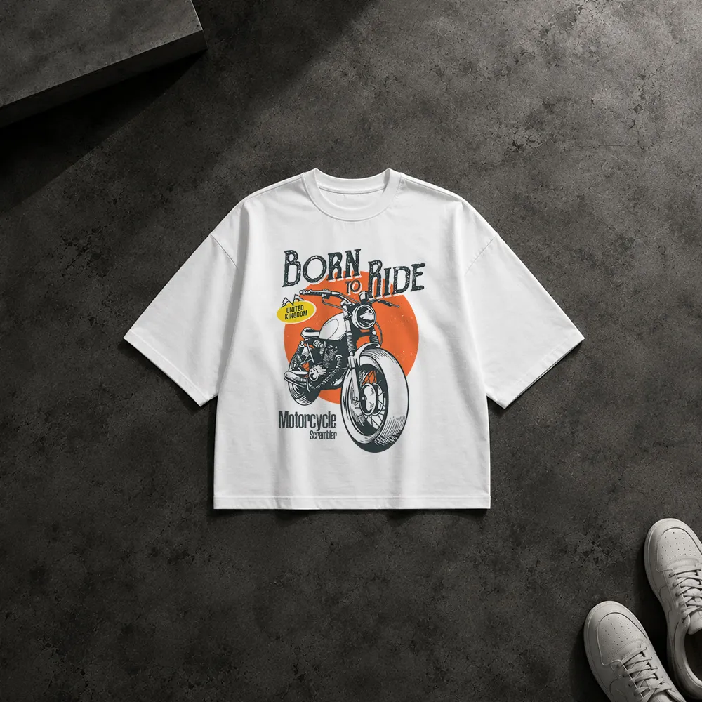 تیشرت باکسی موتورسیکلت طرح وینتیج Born to Ride