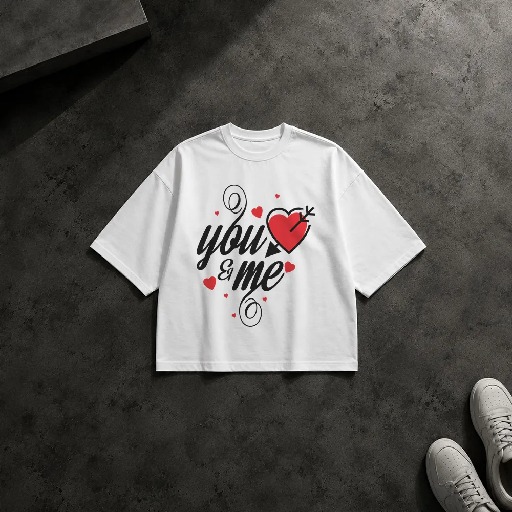 تیشرت باکسی طرح You & Me عاشقانه