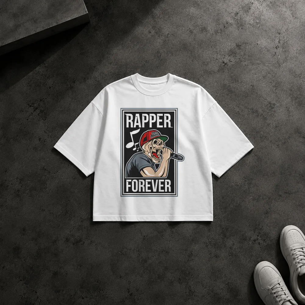 تیشرت باکسی رپر طرح میکروفون Rapper Forever