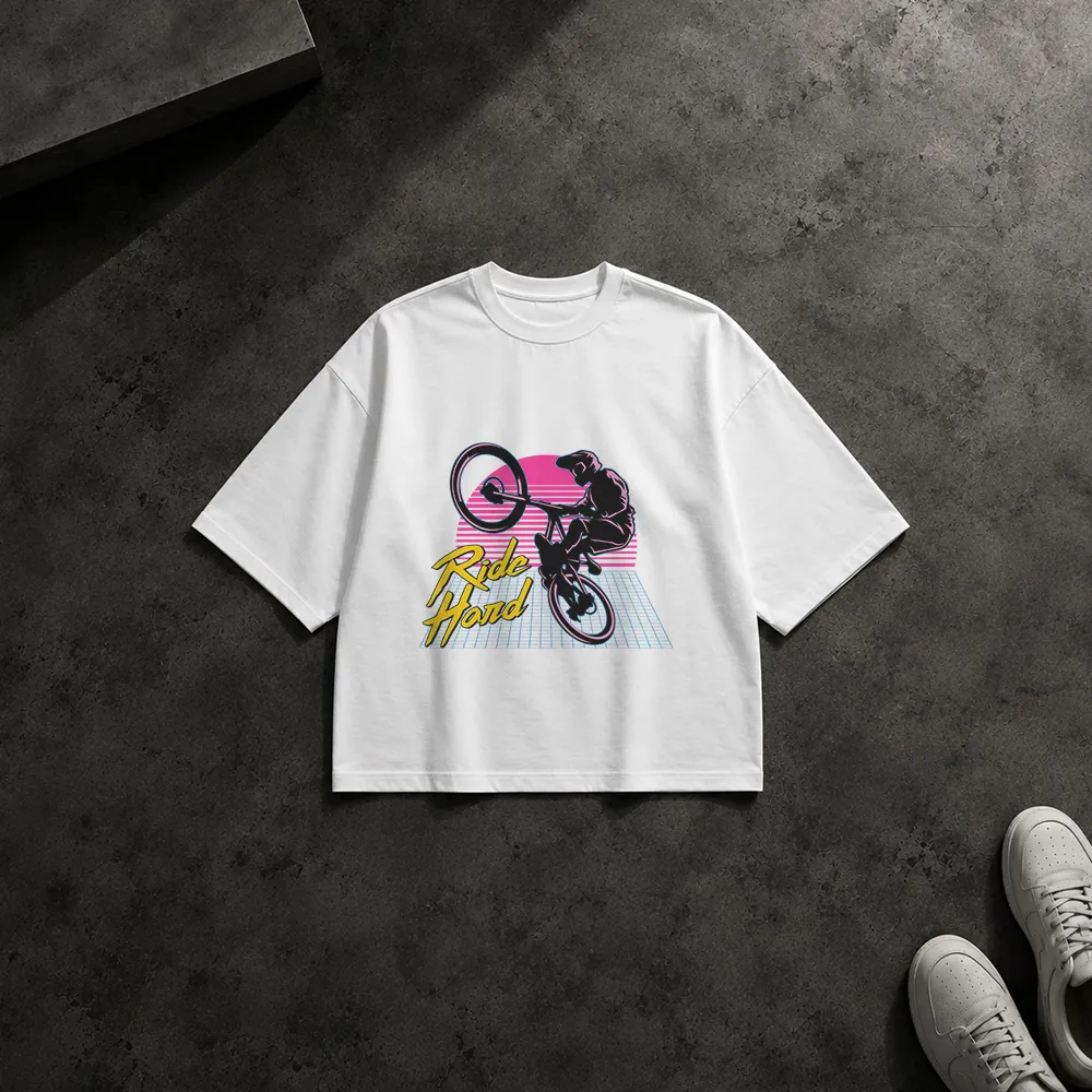 تیشرت باکسی دوچرخه BMX طرح Ride Hard
