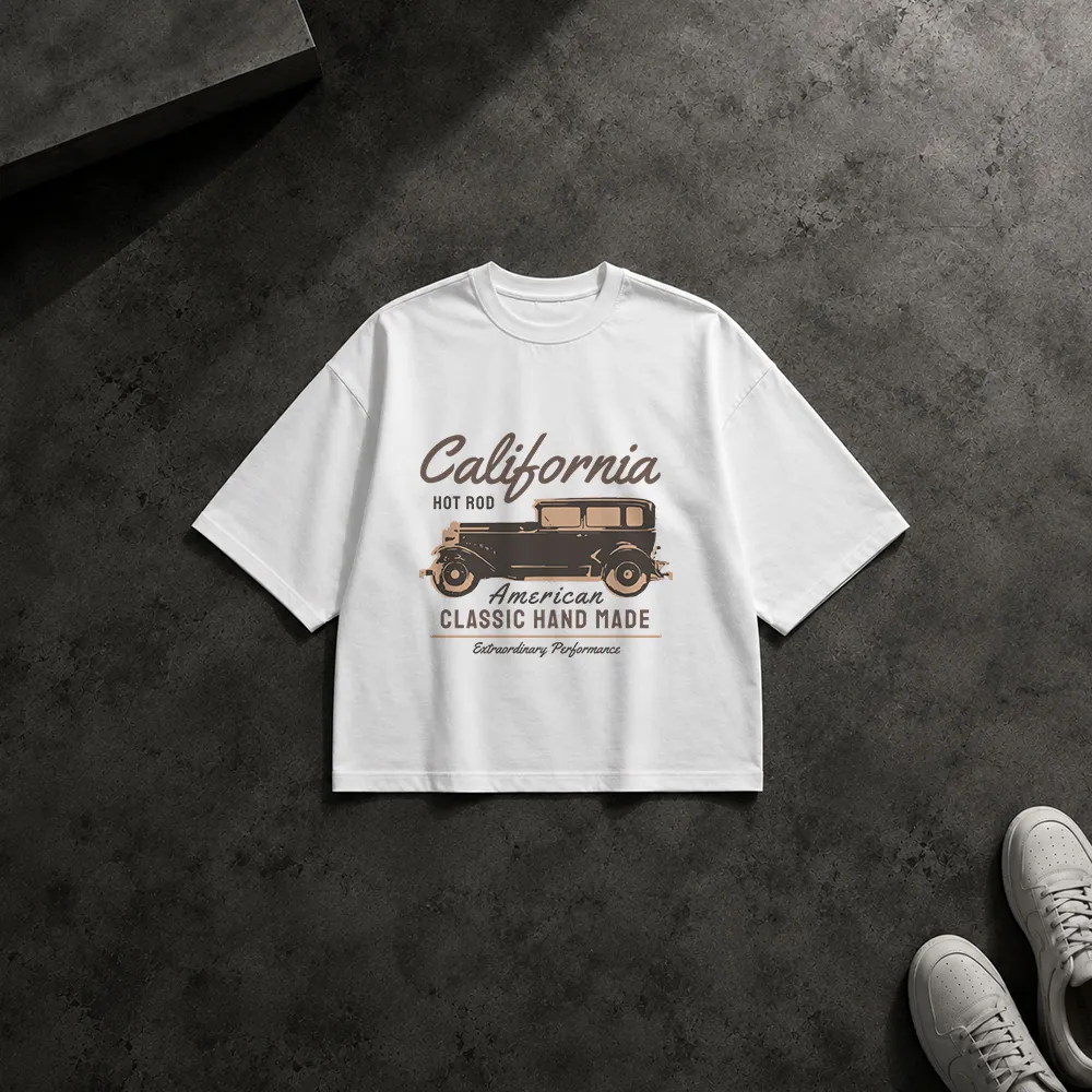 تیشرت باکسی ماشین کلاسیک طرح California Hot Rod