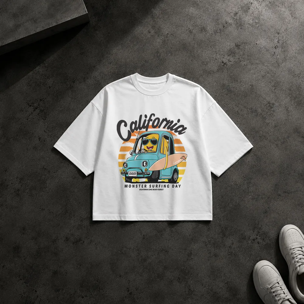 تیشرت باکسی ماشین طرح ساحل California