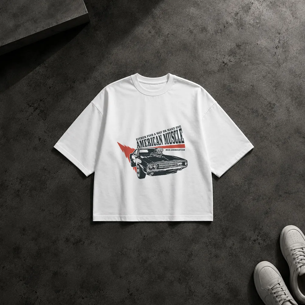 تیشرت باکسی ماشین کلاسیک طرح American Muscle