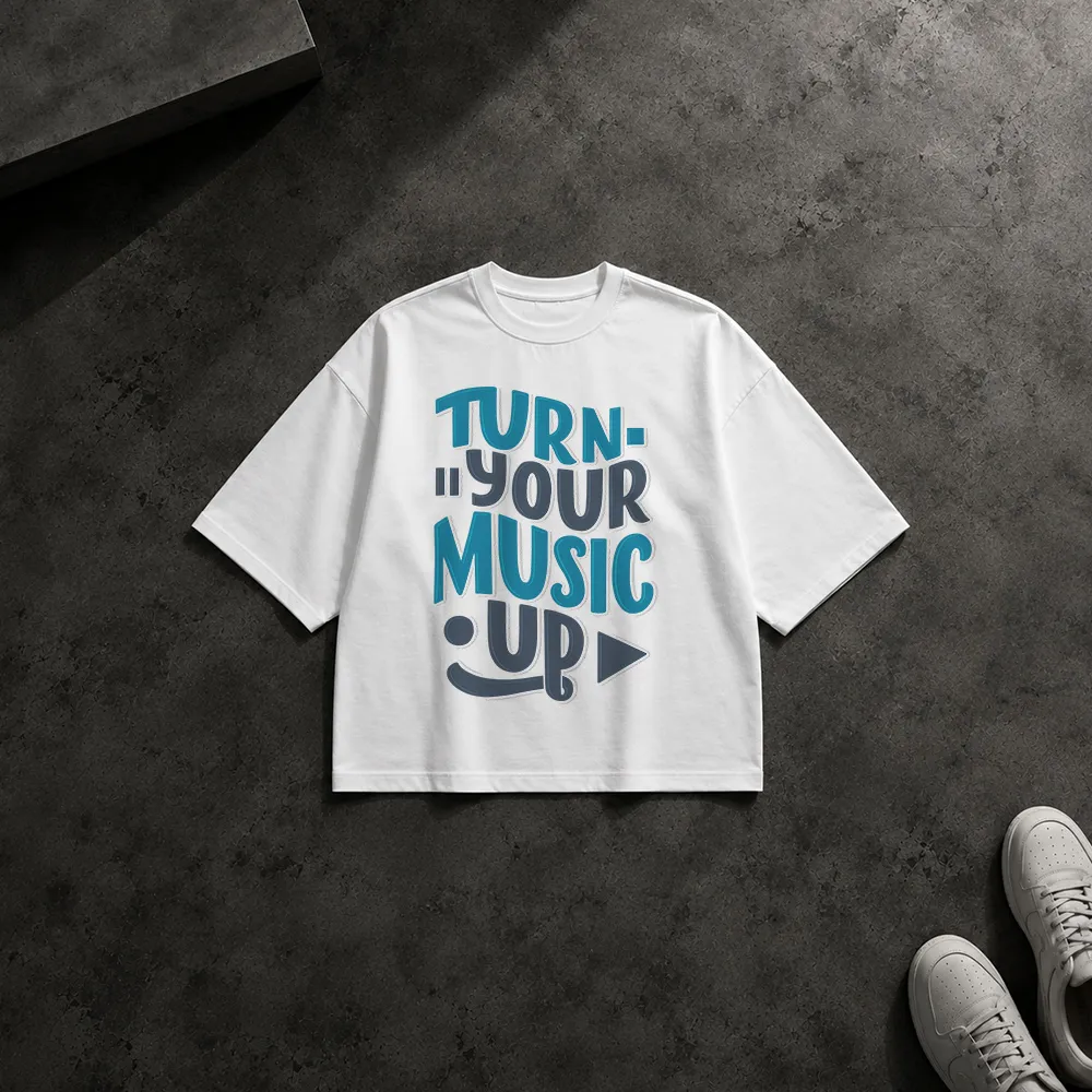 تیشرت باکسی موسیقی طرح Turn Your Music Up