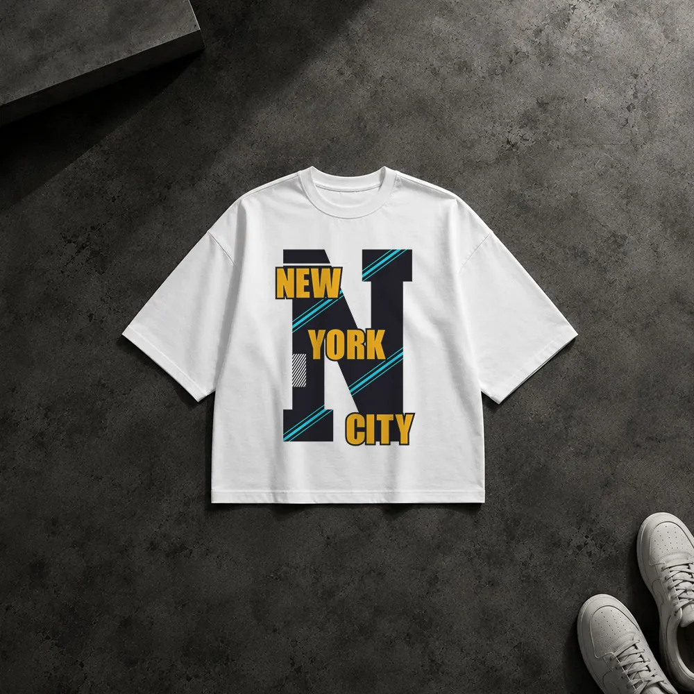 تیشرت باکسی طرح تایپوگرافی New York City حرف N