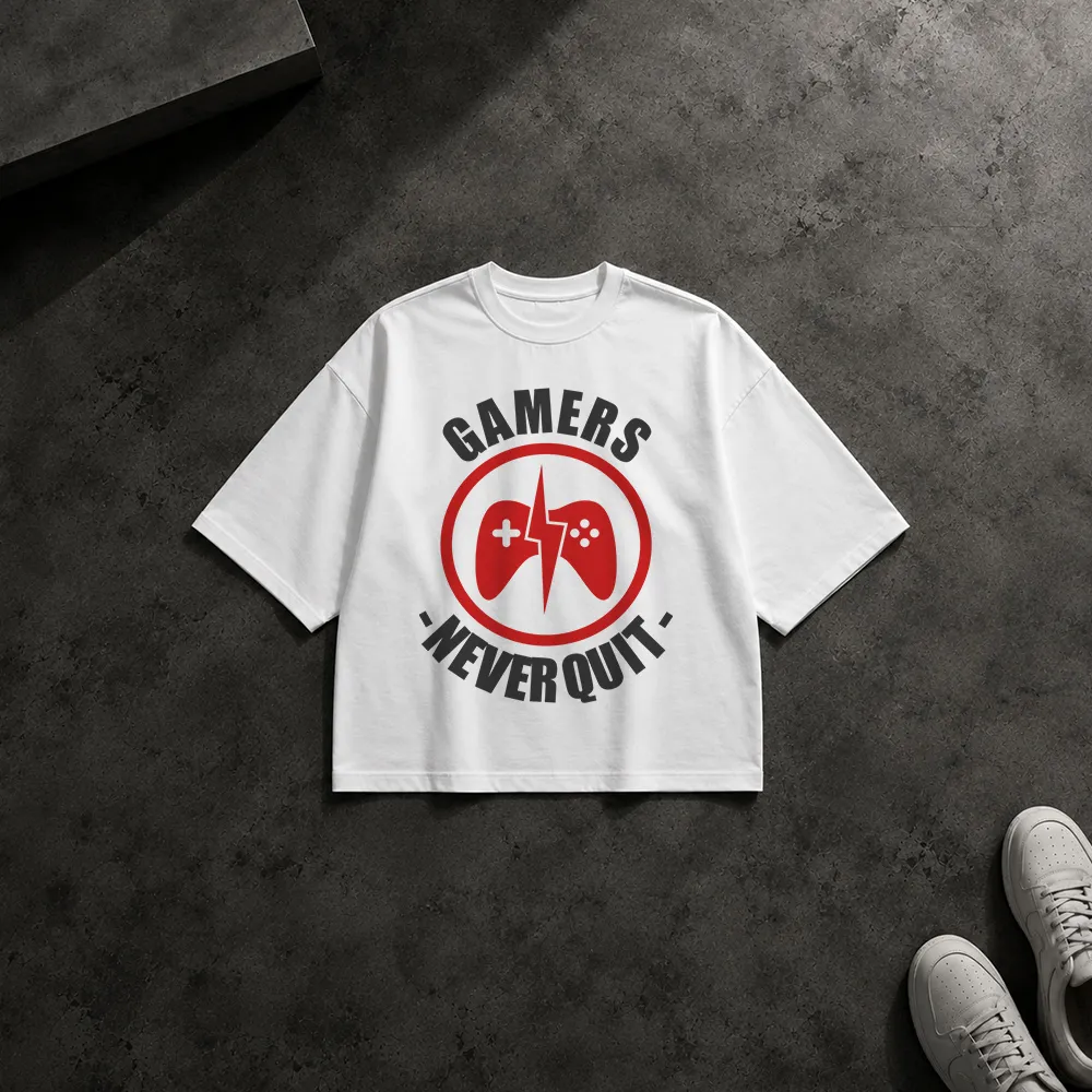 تیشرت باکسی طرح Gamers Never Quit