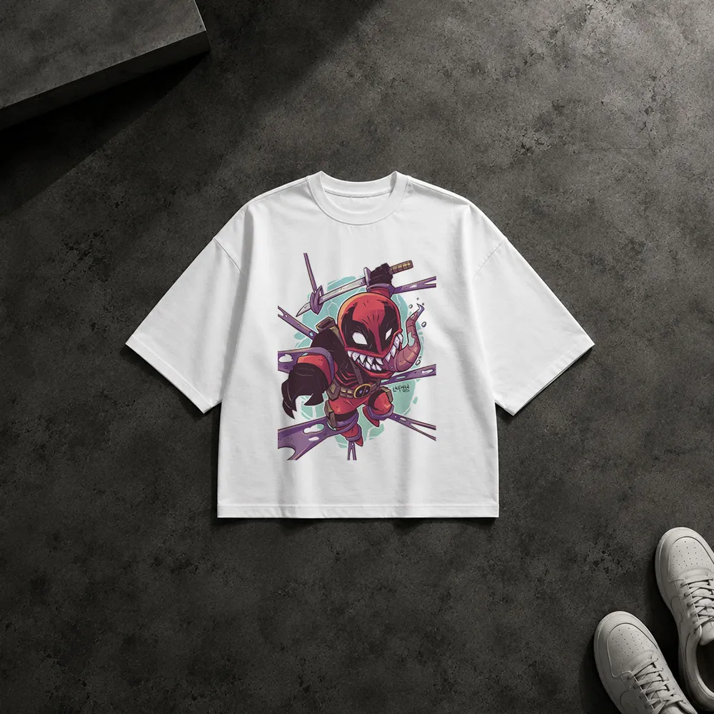 تیشرت باکسی ددپول طرح گرافیکی کارتونی (Deadpool)
