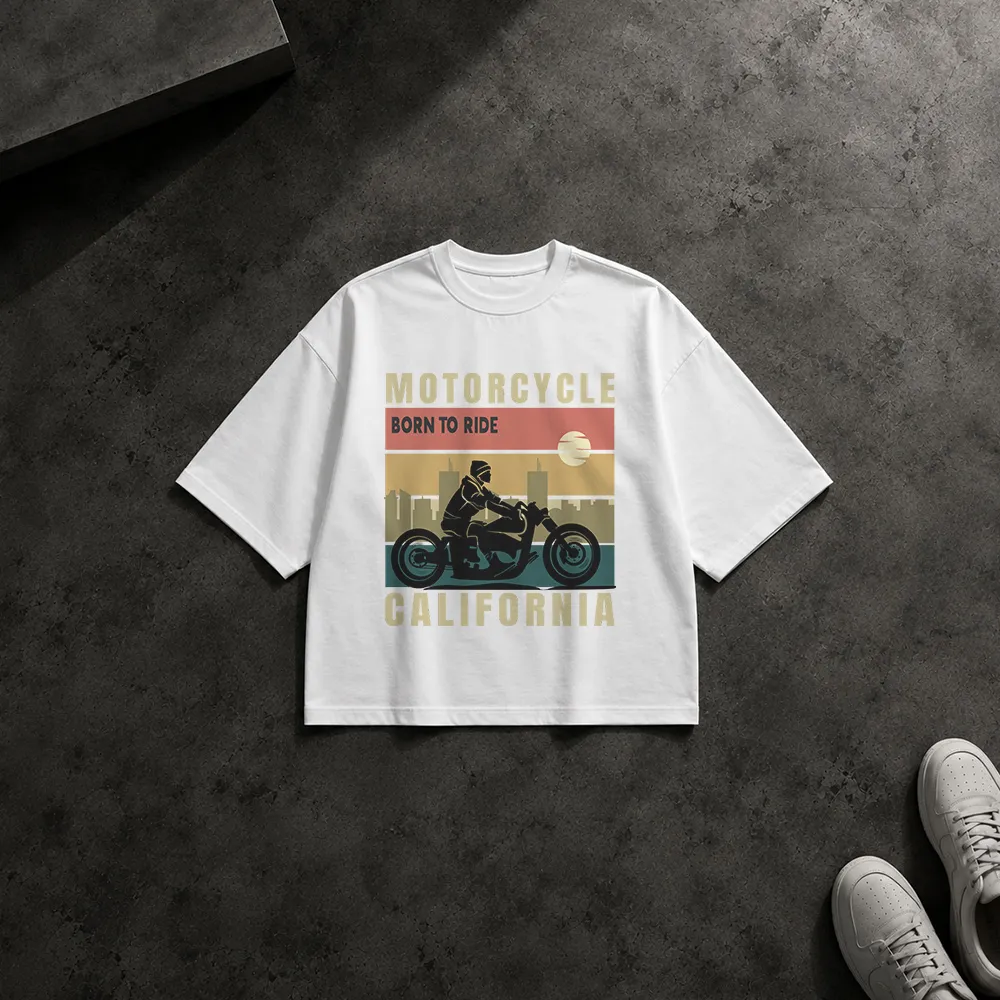 تیشرت باکسی موتورسیکلت طرح California Born to Ride