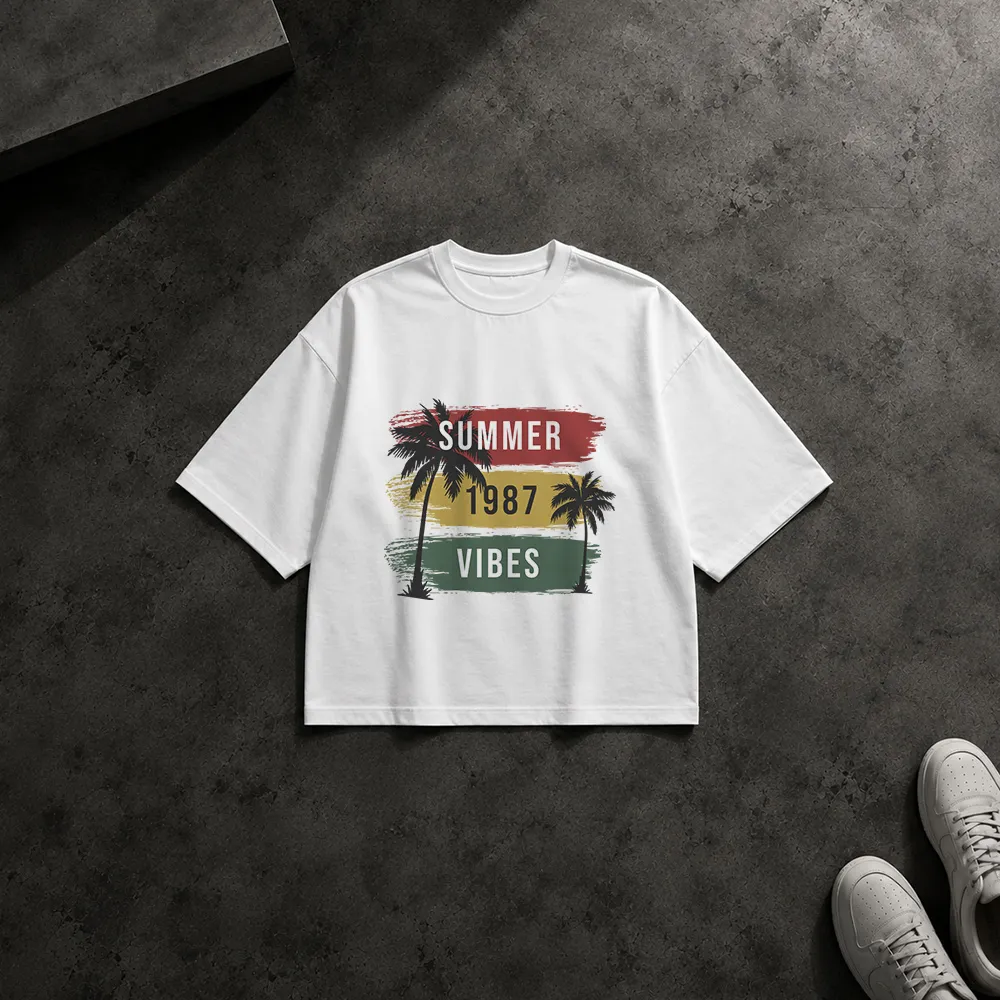 تیشرت باکسی طرح نخل Summer 1987 Vibes