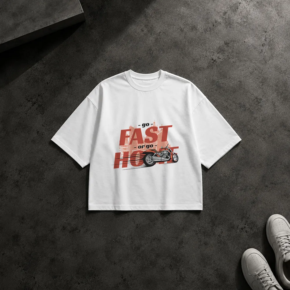 تیشرت باکسی موتورسواری طرح سرعت Fast or Home