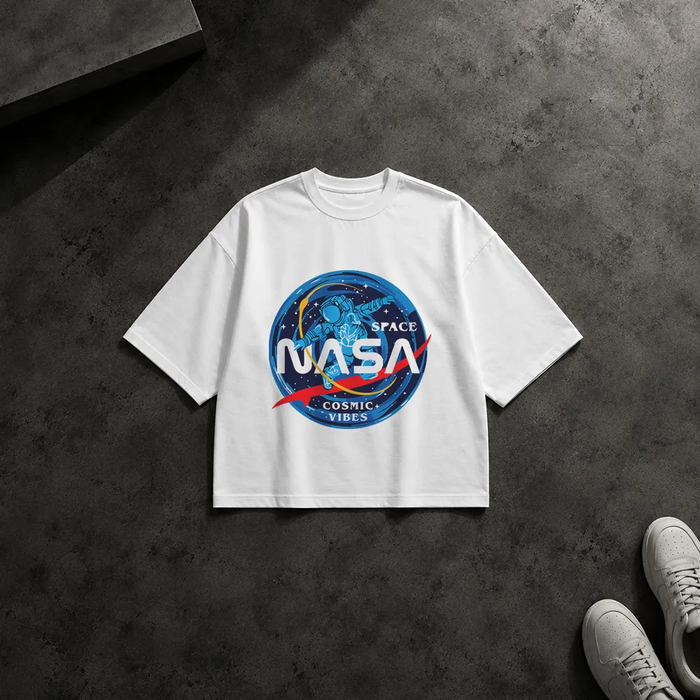 تیشرت باکسی ناسا طرح لوگوی فضایی Cosmic Vibes