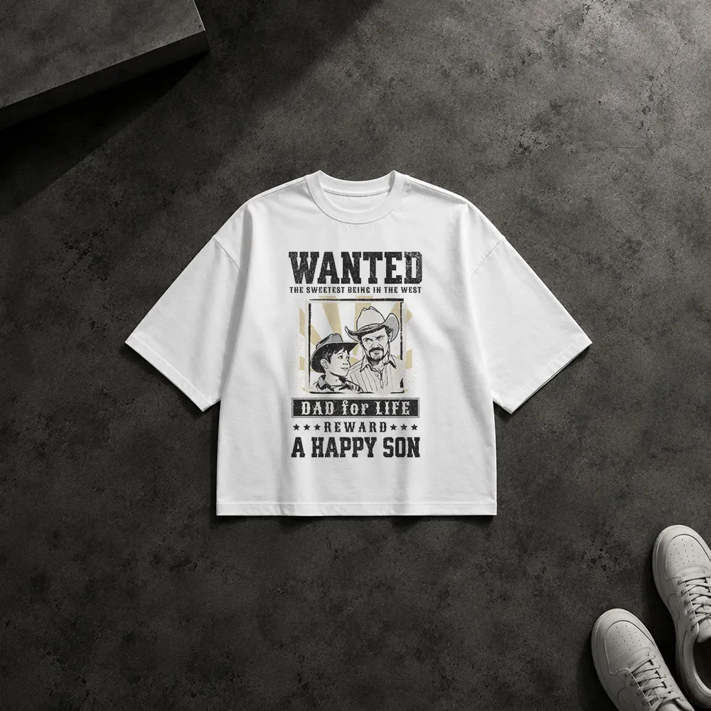 تیشرت باکسی پدر و پسر طرح پوستر وسترن Wanted