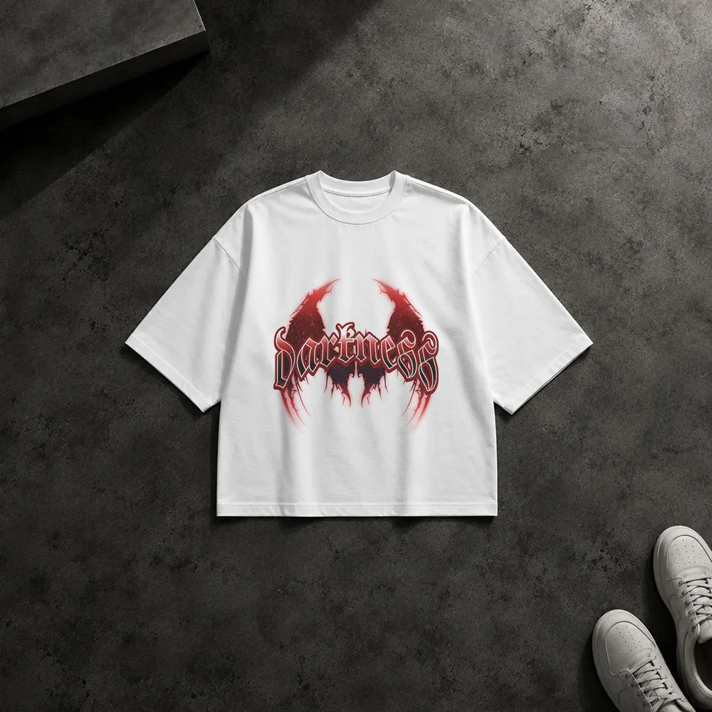 تیشرت باکسی تایپوگرافی گوتیک طرح Darkness