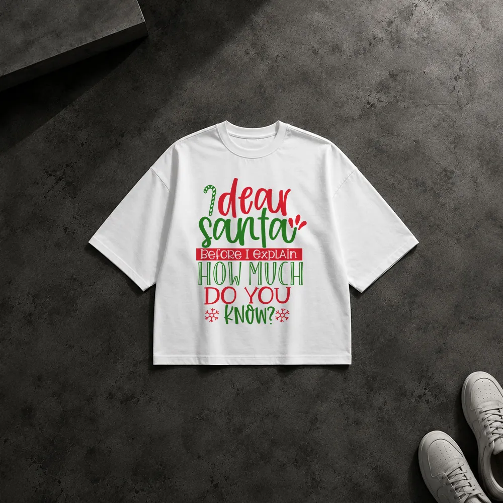 تیشرت باکسی کریسمس نوشته Dear Santa How Much Do You Know