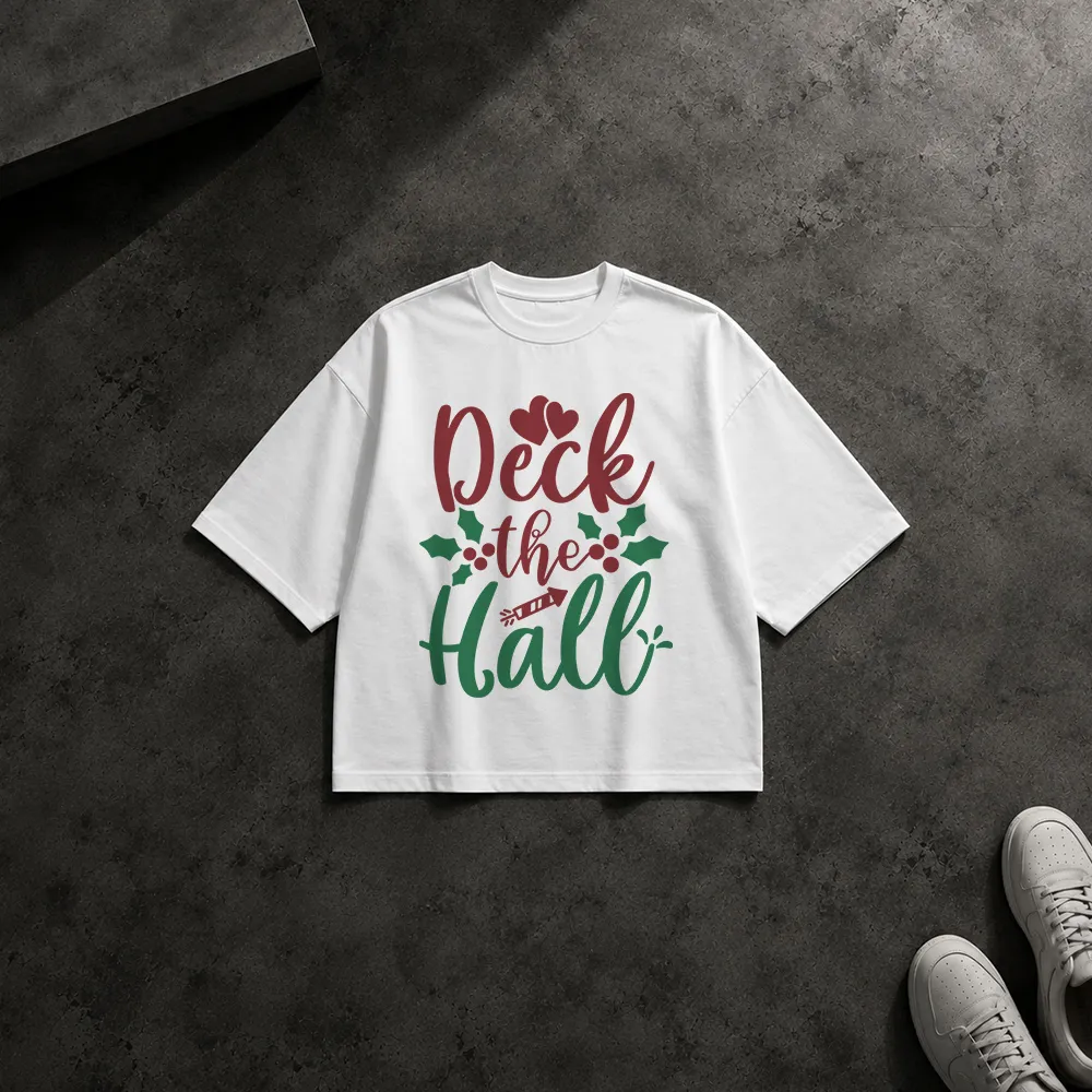 تیشرت باکسی کریسمس نوشته Deck the Halls
