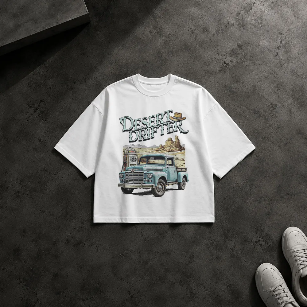 تیشرت باکسی ماشین کلاسیک طرح صحرانورد Desert Drifter