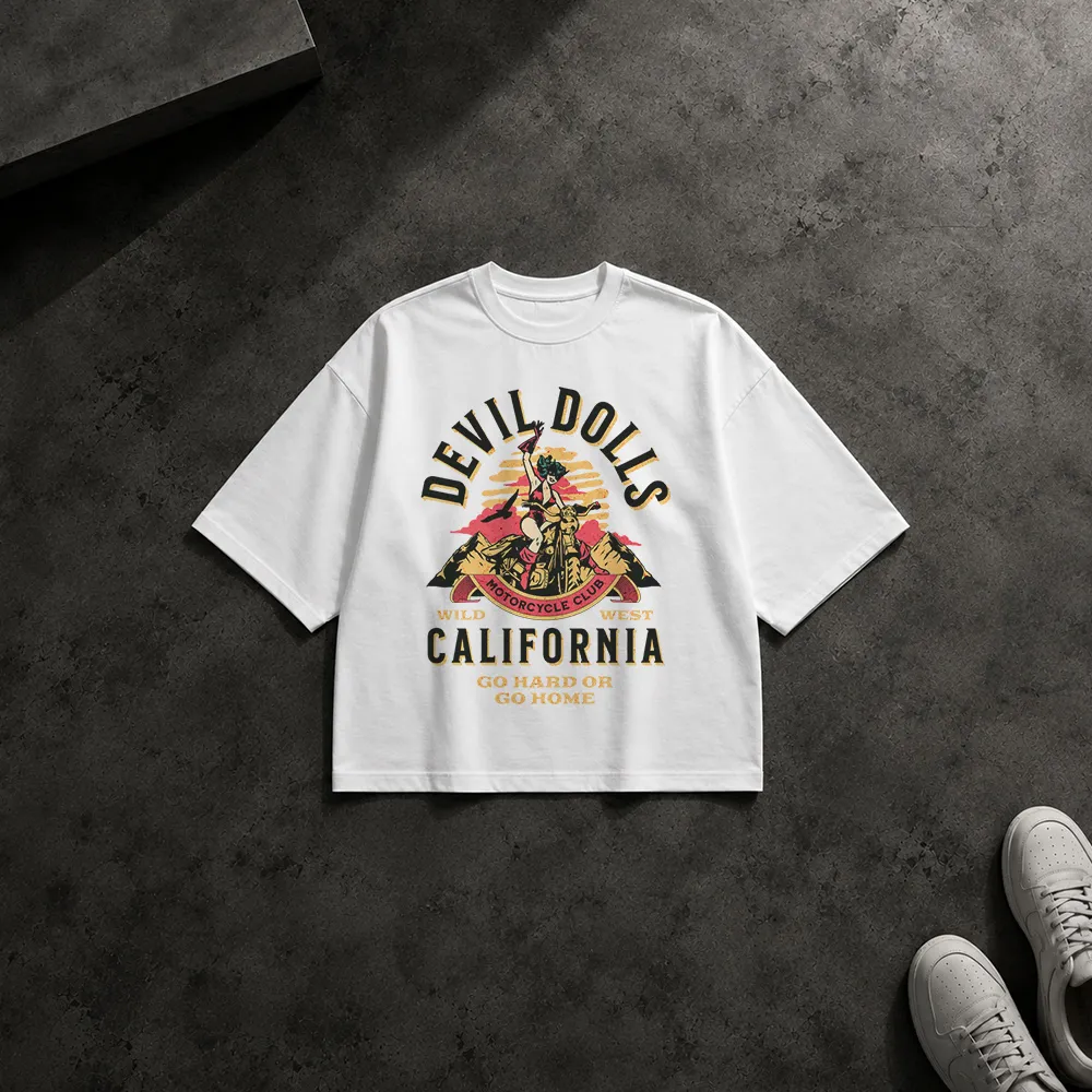 تیشرت باکسی موتورسیکلت طرح Devil Dolls California