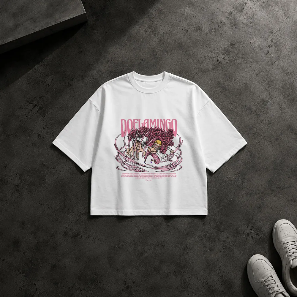 تیشرت باکسی انیمه وان پیس طرح دوفلامینگو (Doflamingo) کد 17983