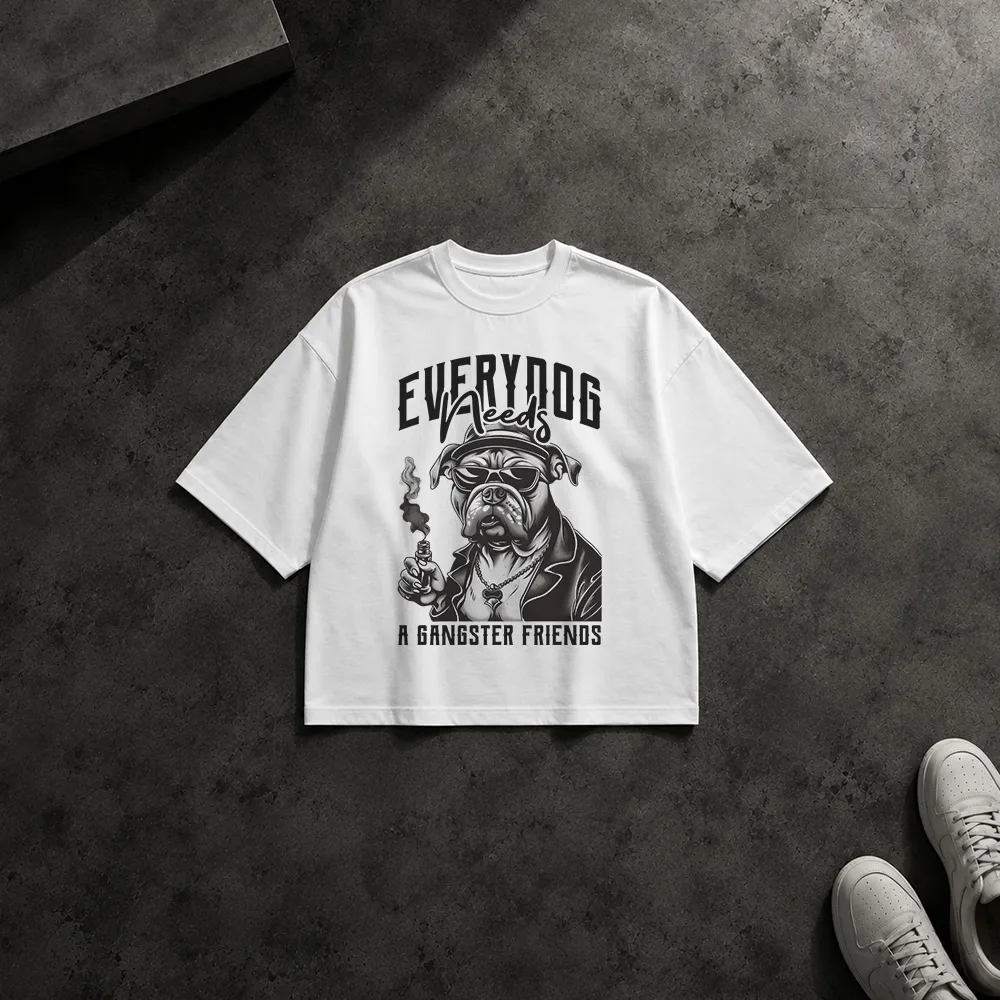 تیشرت باکسی سگ طرح Everydog Needs a Gangster Friend
