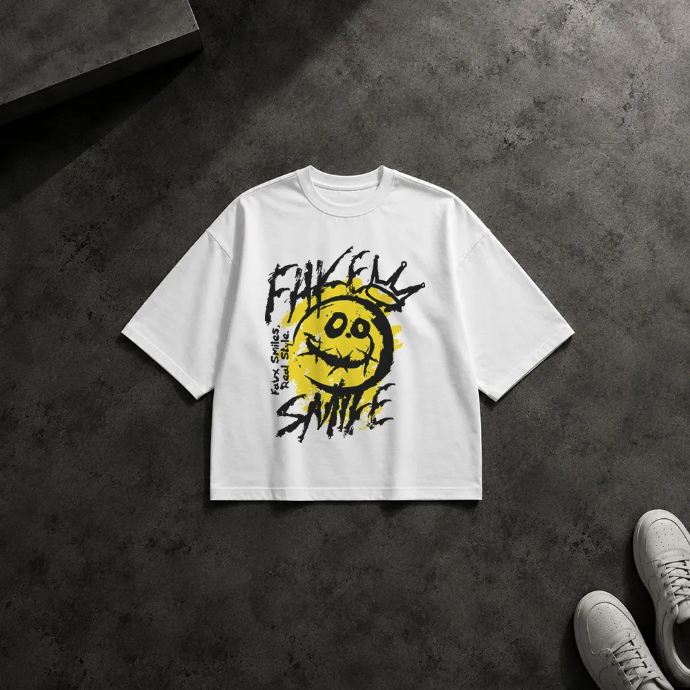 تیشرت باکسی طرح ایموجی Fake Smile