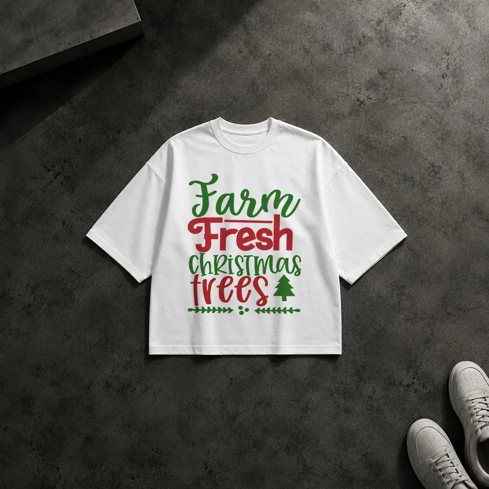 تیشرت باکسی کریسمس طرح Farm Fresh Christmas Trees