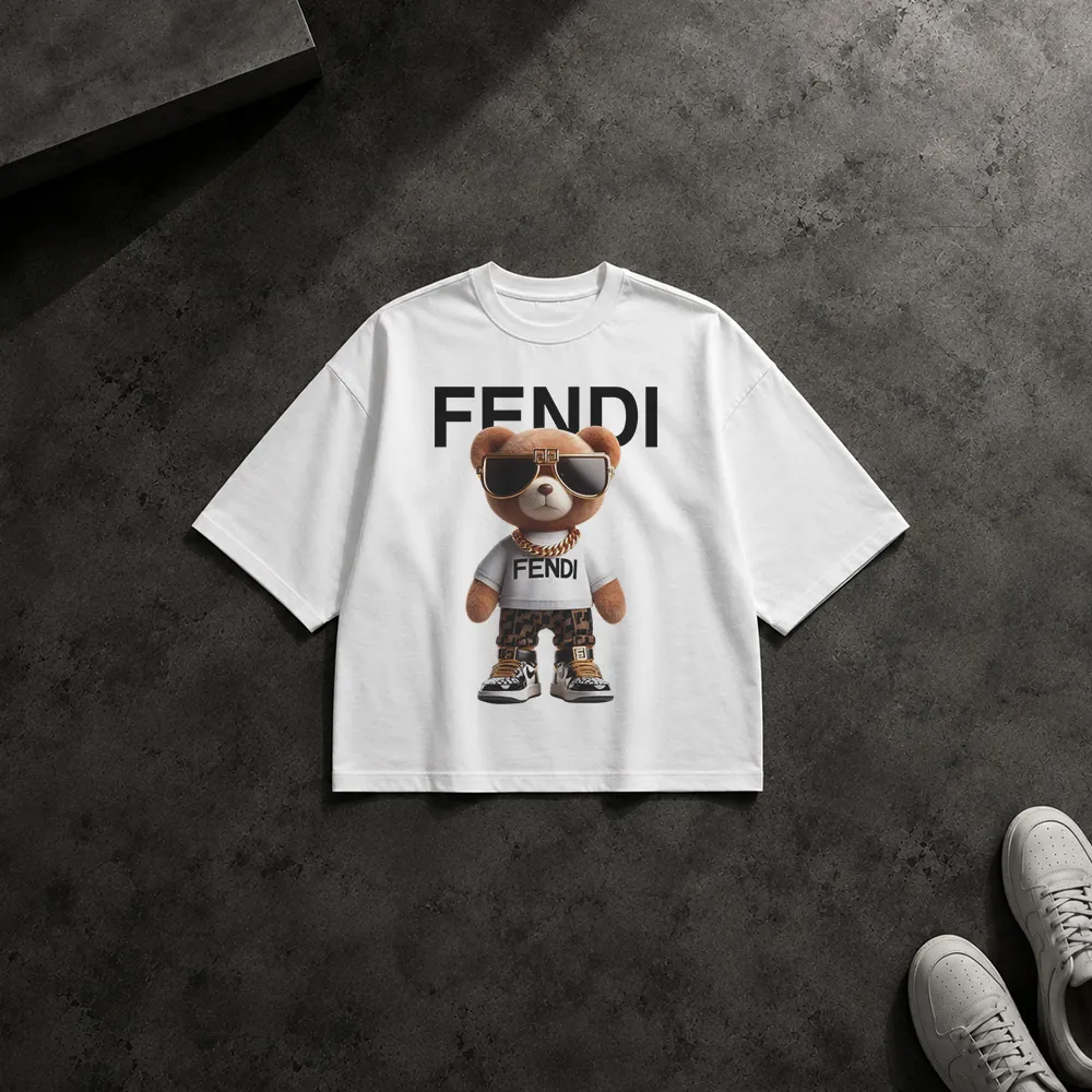 تیشرت باکسی خرس طرح Fendi