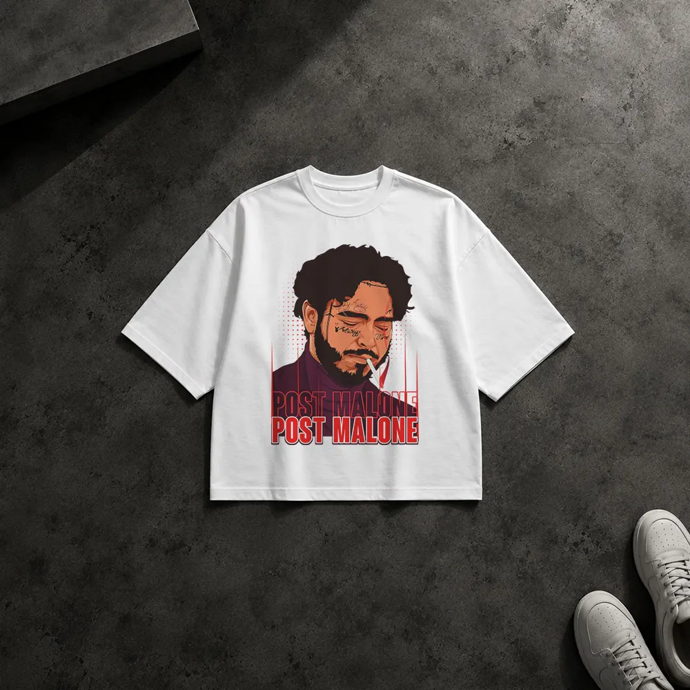 تیشرت باکسی پست مالون طرح پرتره (Post Malone)